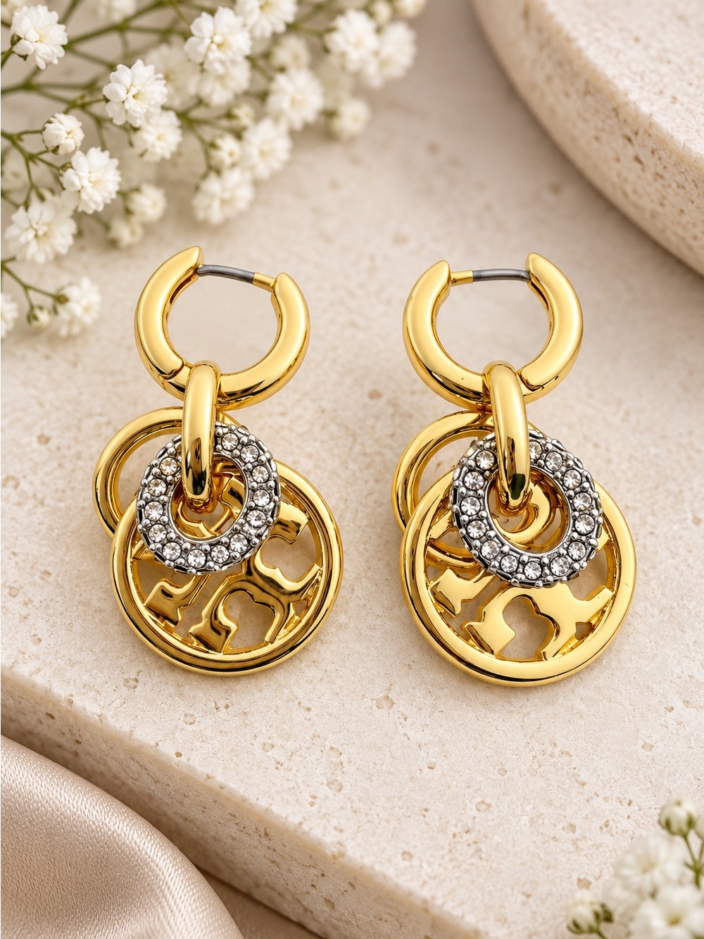 Tory Burch Miller Interlocking earrings in gold